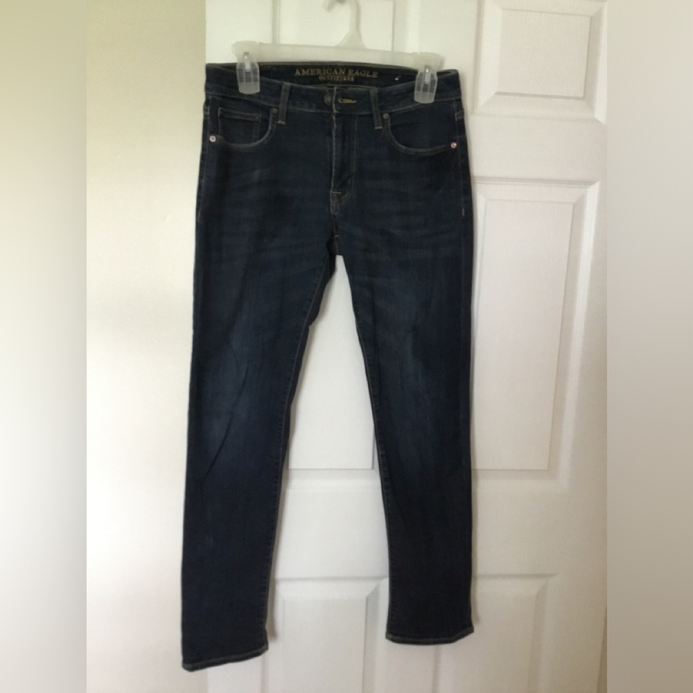 American Eagle Outfitters Men's Deep Blue Slim Straight jeans.